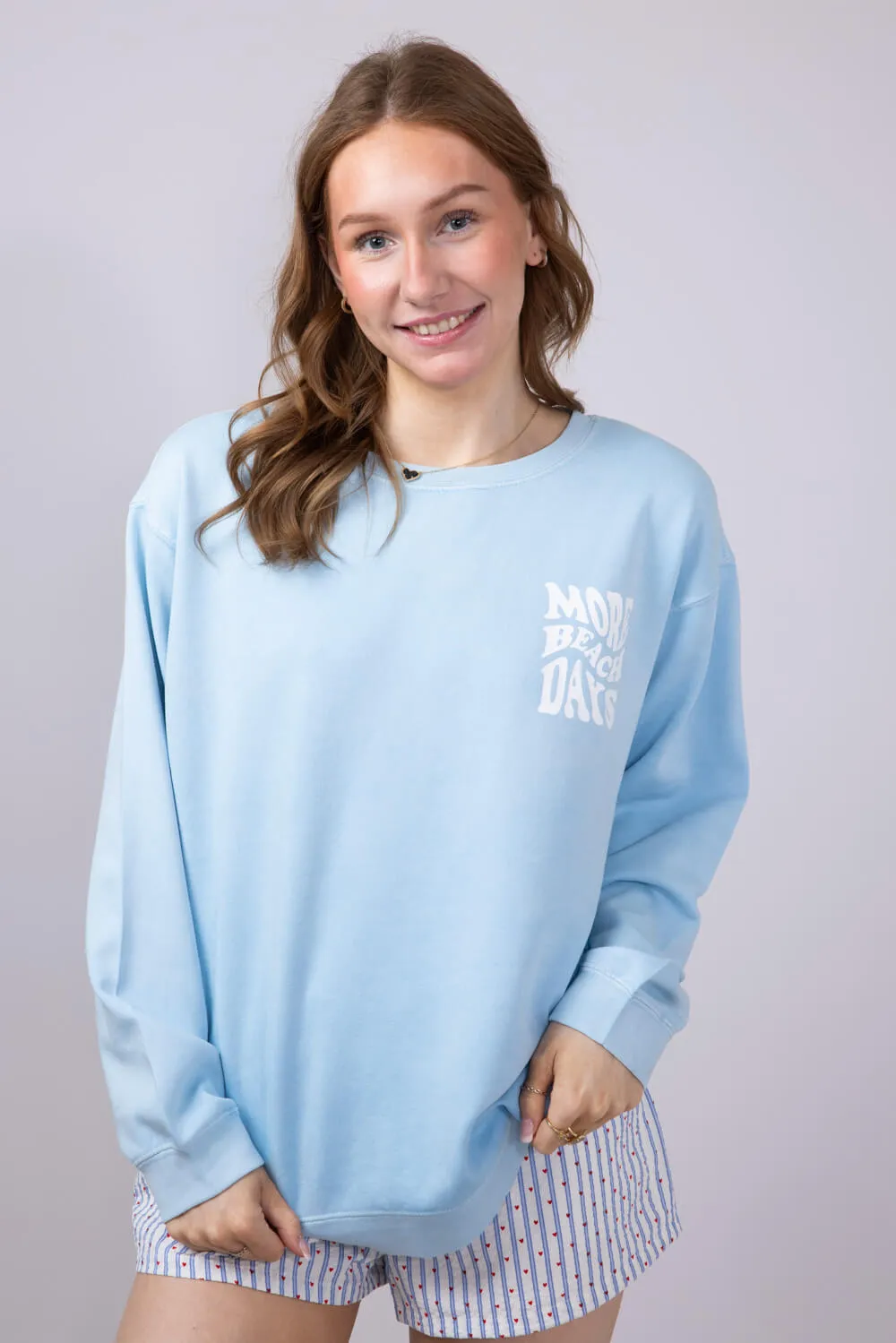 Ocean Drive More Beach Days Surf Club Fleece Sweatshirt for Women in Blue | F12039-747-DYECREW-TROPICALBLUE