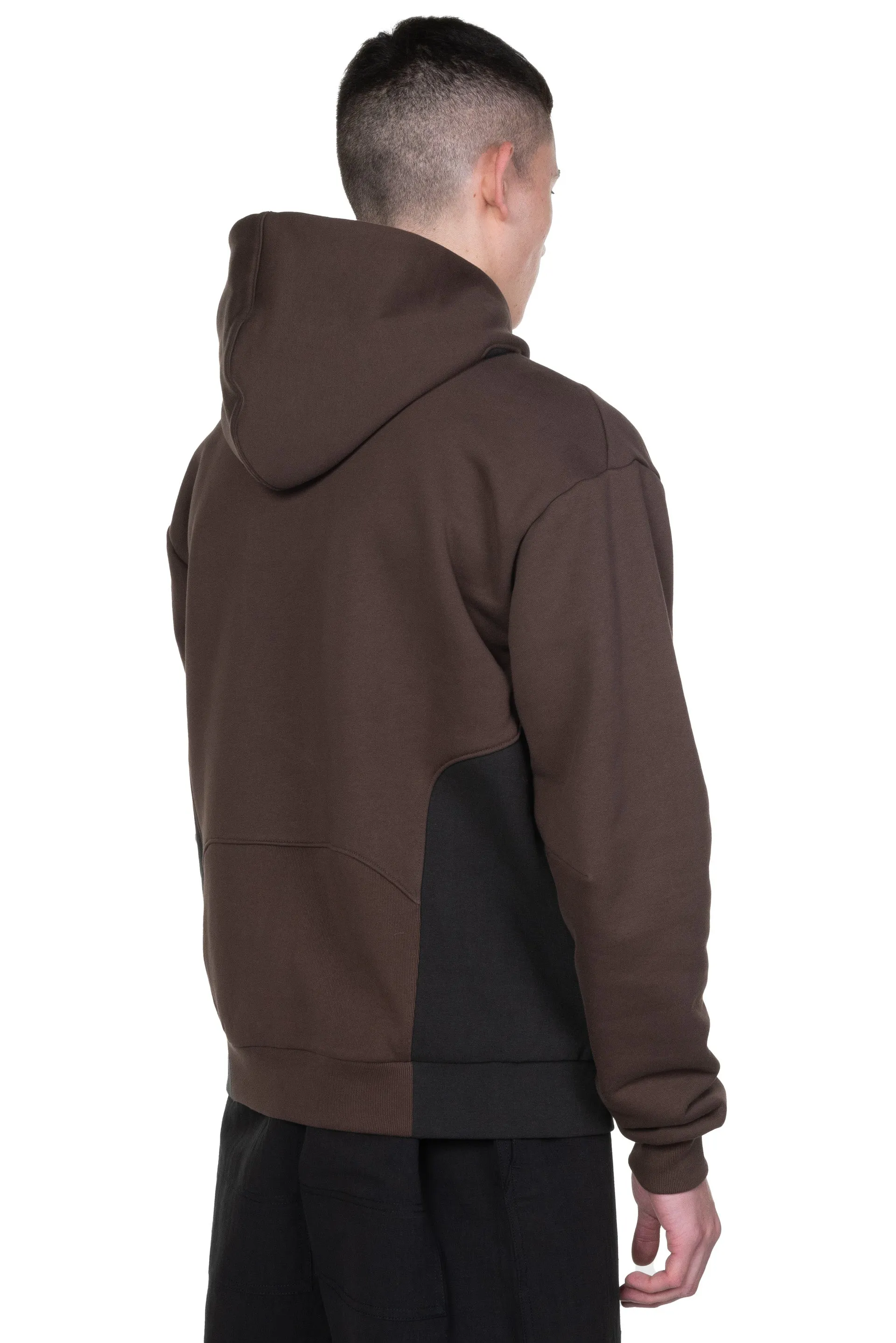 Ochre Side Patchwork Zip-Up Hoodie