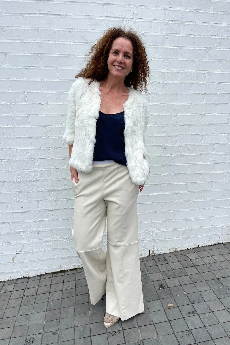 October Reign Leather Wide Leg Pants - White
