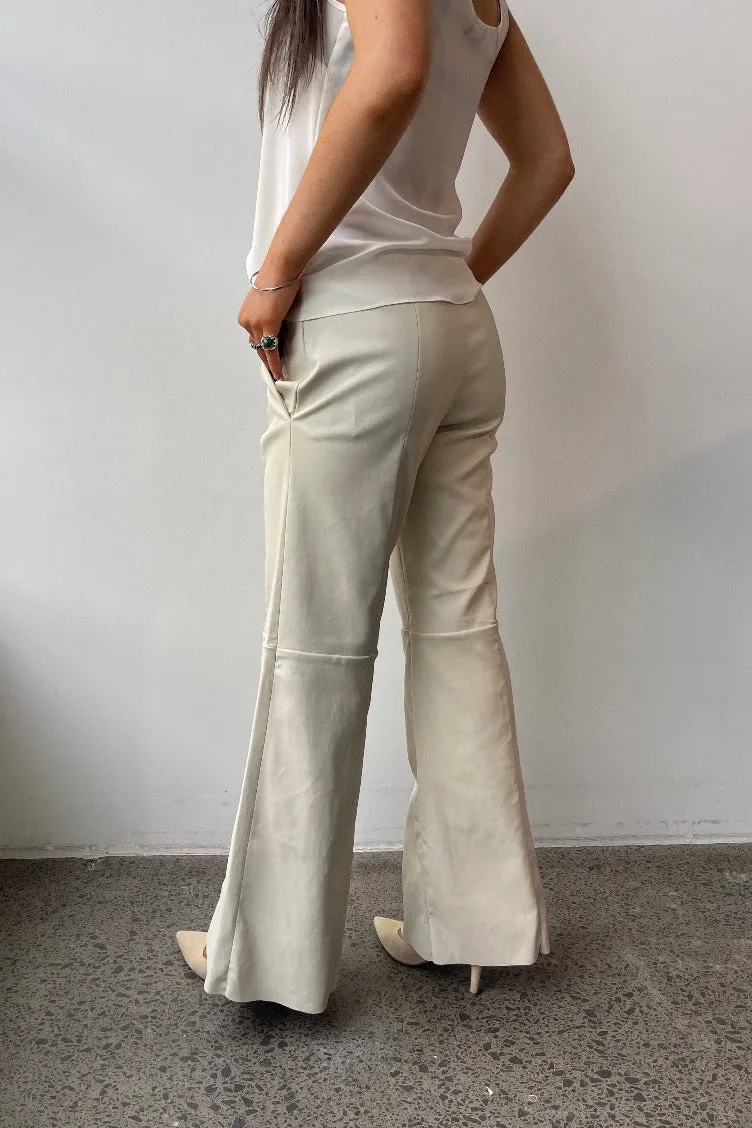 October Reign Leather Wide Leg Pants - White