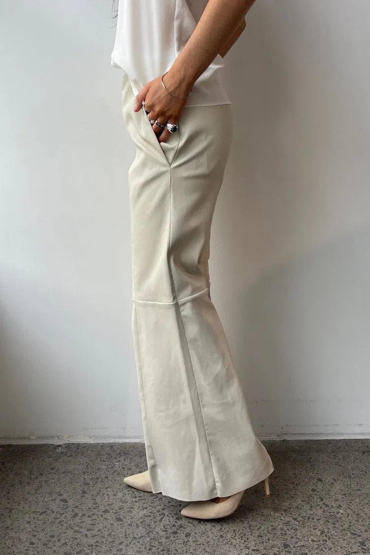 October Reign Leather Wide Leg Pants - White