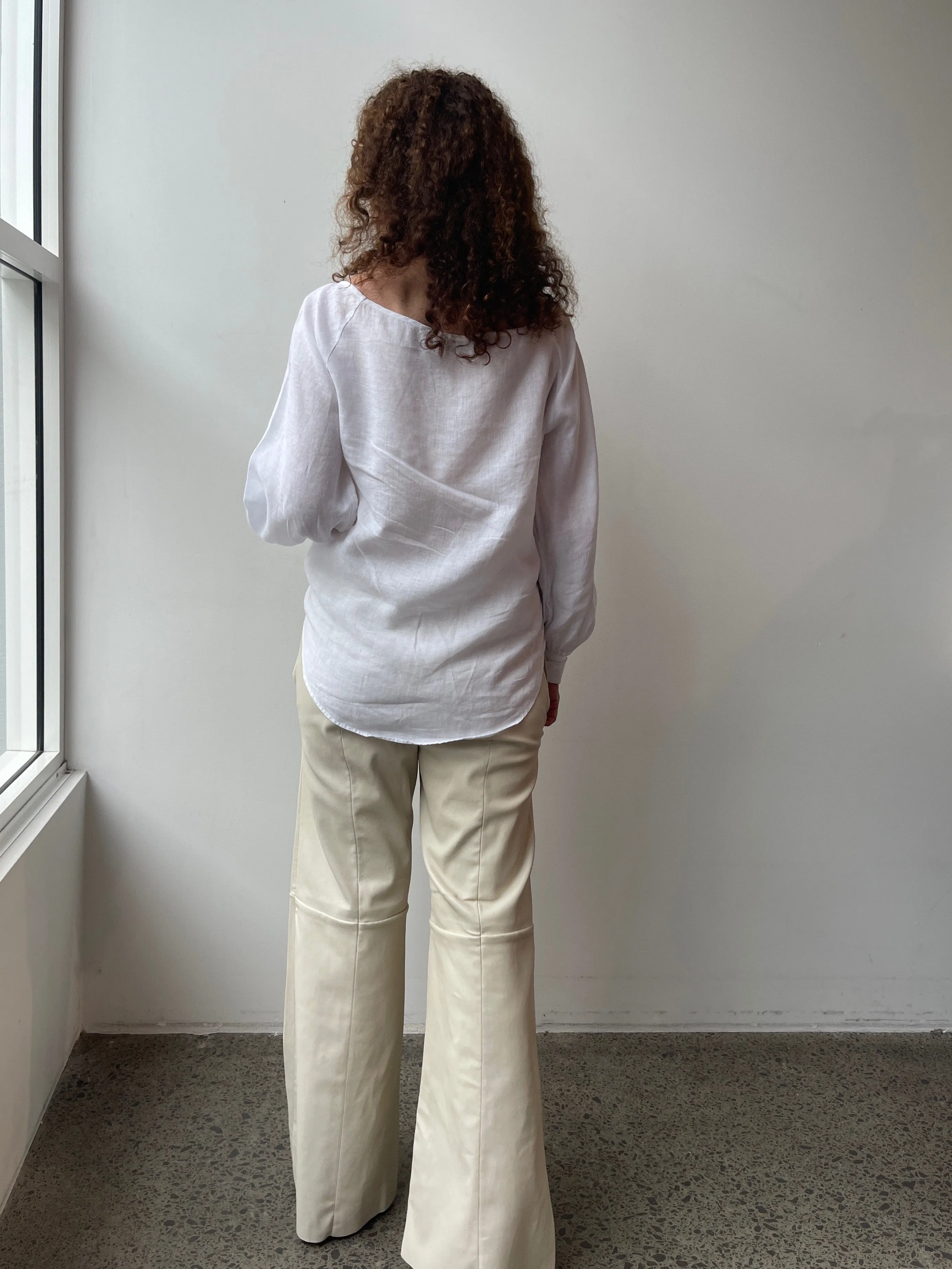 October Reign Leather Wide Leg Pants - White