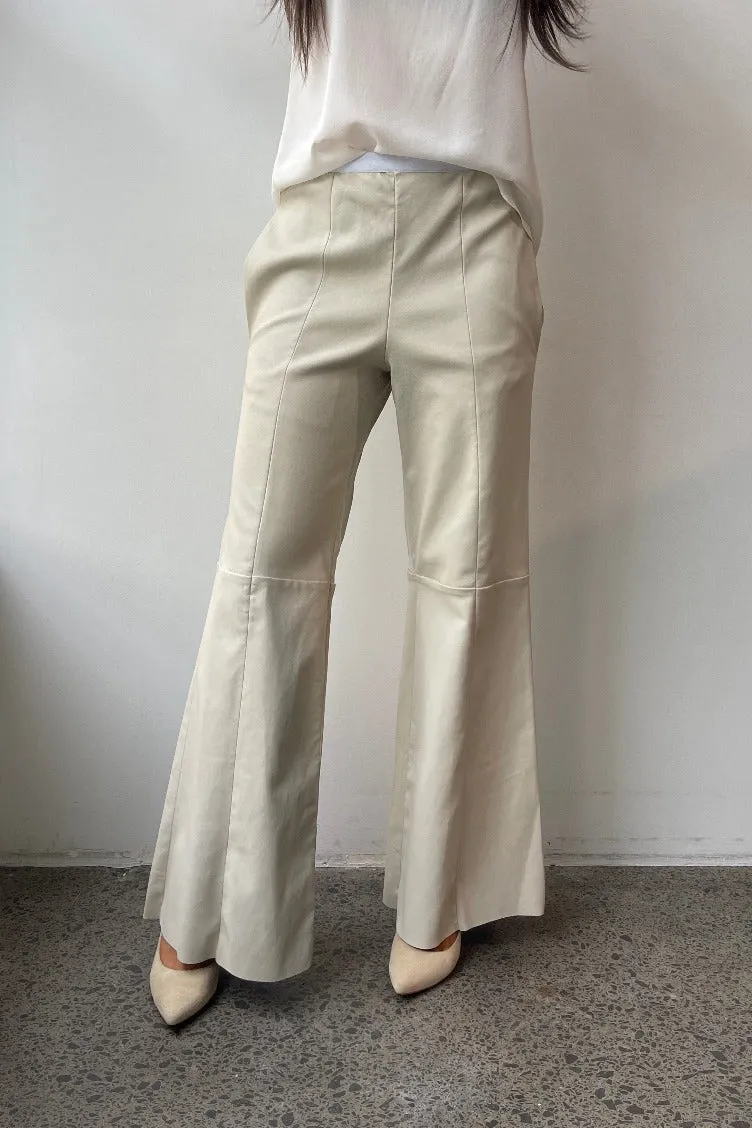 October Reign Leather Wide Leg Pants - White