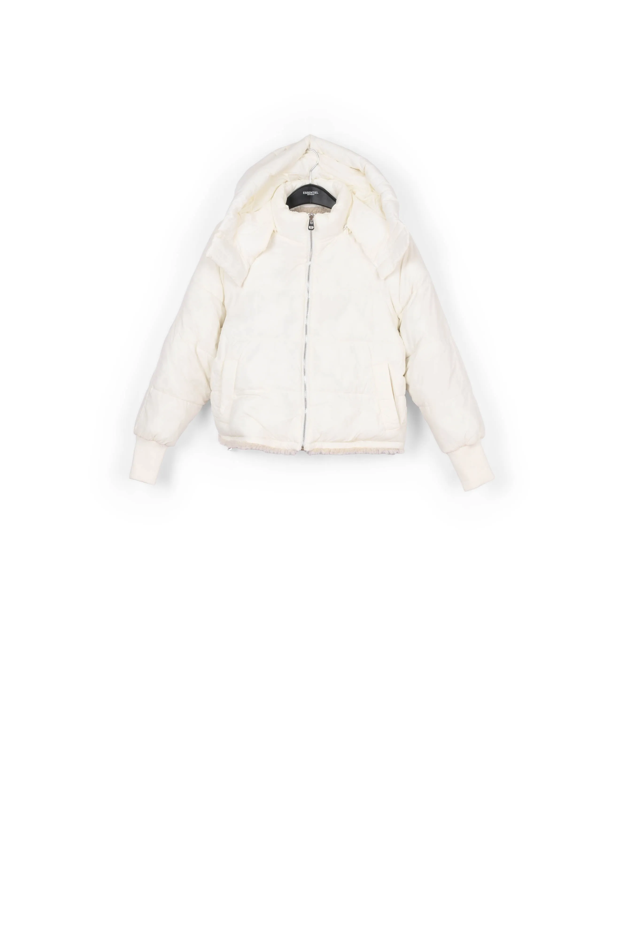 Off-white faux fur puffer jacket