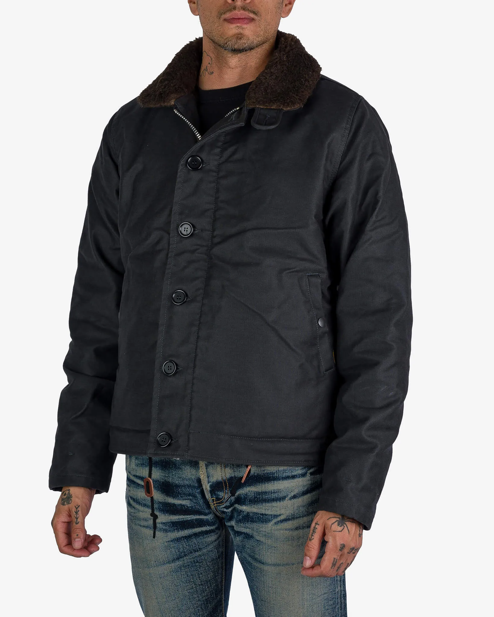 Oiled Whipcord N1 Deck Jacket - Black