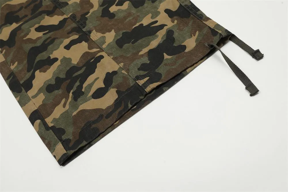 Overalls Camouflage Pants Men's European And American Trendy Mountain Outdoor Camouflage Loose Casual Straight Pants Multi-Pocket Pants