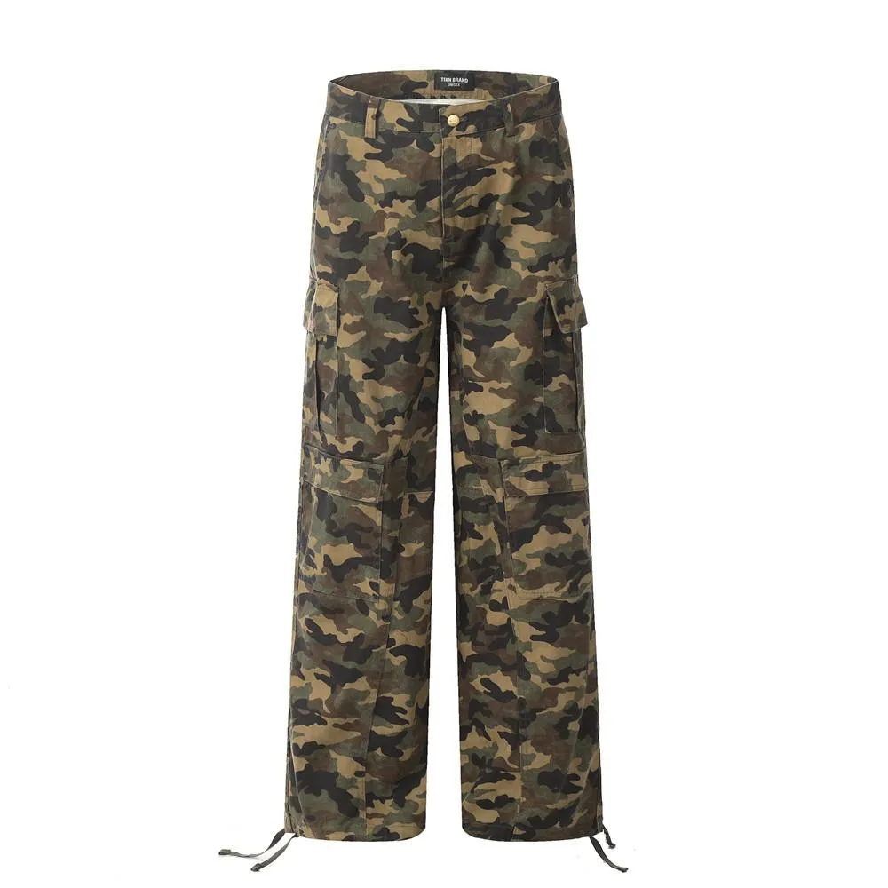 Overalls Camouflage Pants Men's European And American Trendy Mountain Outdoor Camouflage Loose Casual Straight Pants Multi-Pocket Pants