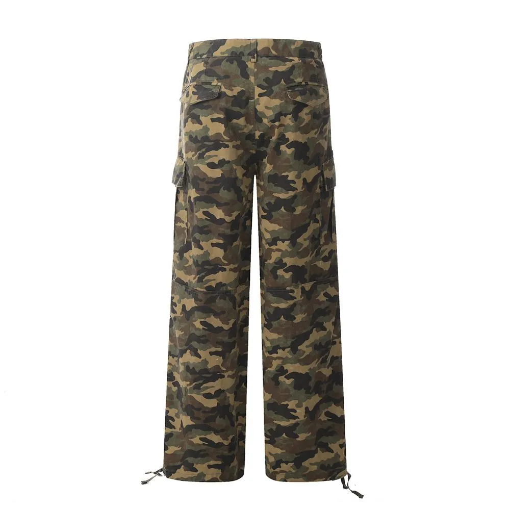 Overalls Camouflage Pants Men's European And American Trendy Mountain Outdoor Camouflage Loose Casual Straight Pants Multi-Pocket Pants