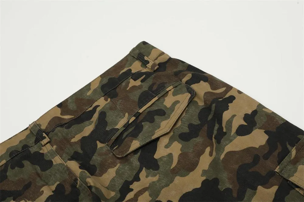 Overalls Camouflage Pants Men's European And American Trendy Mountain Outdoor Camouflage Loose Casual Straight Pants Multi-Pocket Pants
