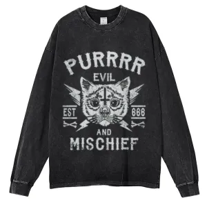 Oversized Vintage Washed Evil Gothic Graphic Sweatshirt