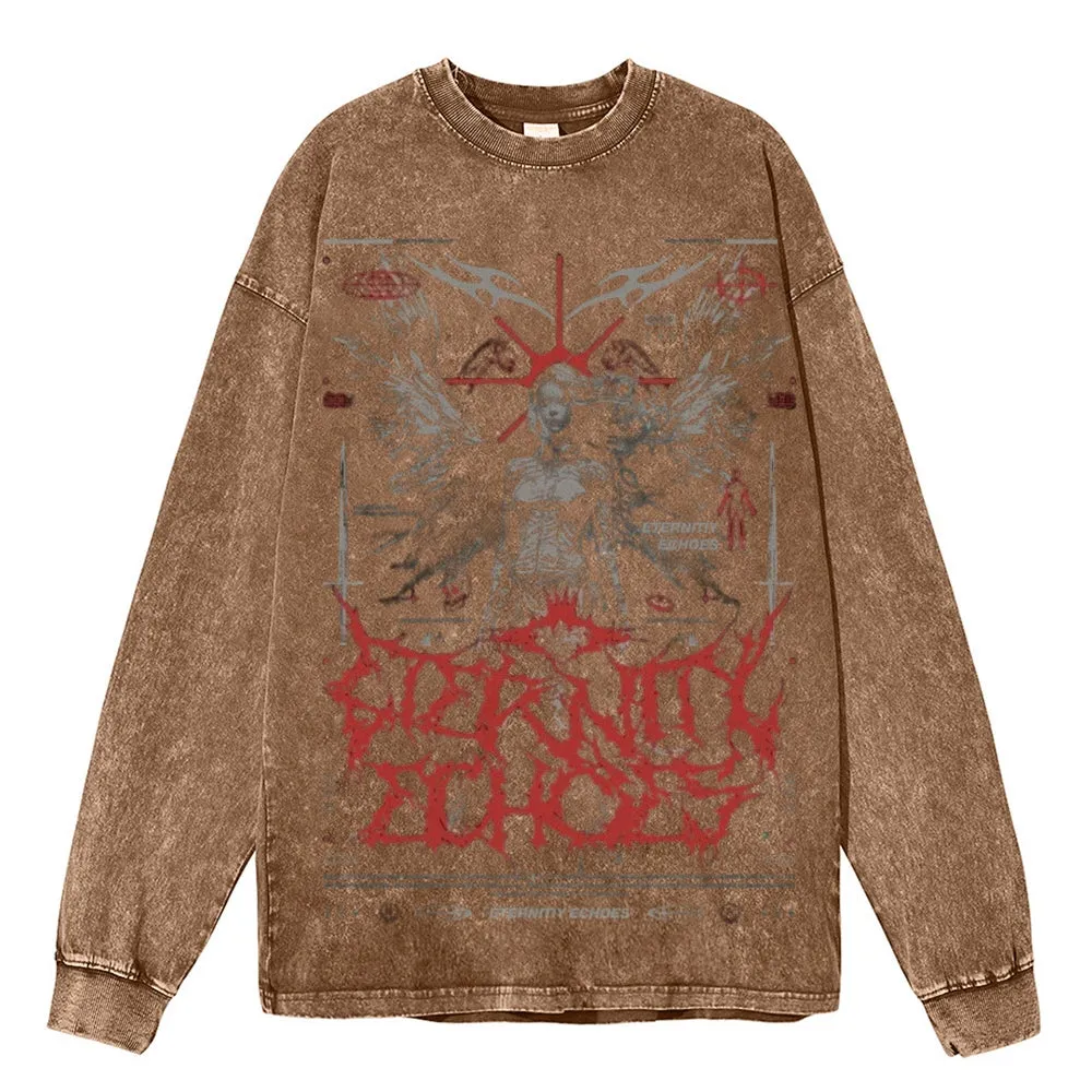 Oversized Vintage Washed Gothic Grunge Graphic Sweatshirt