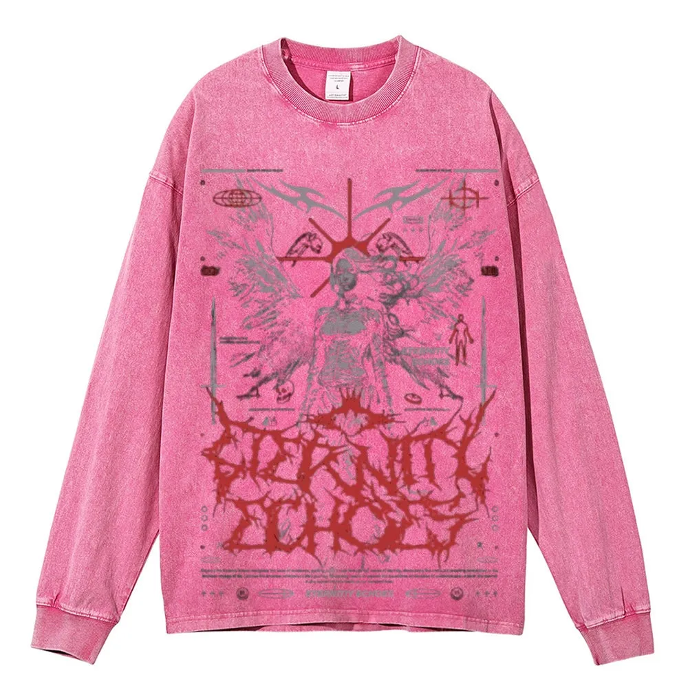 Oversized Vintage Washed Gothic Grunge Graphic Sweatshirt