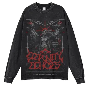 Oversized Vintage Washed Gothic Grunge Graphic Sweatshirt
