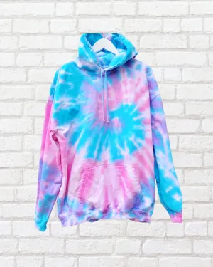Pastel Tie Dye Hoodie Organic Cotton Pink and Blue