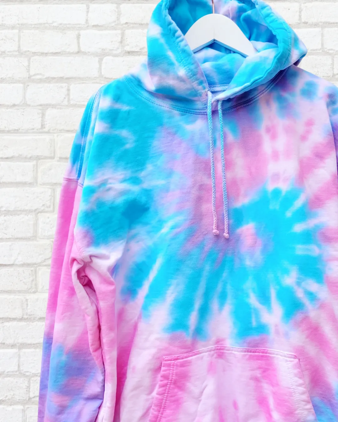 Pastel Tie Dye Hoodie Organic Cotton Pink and Blue