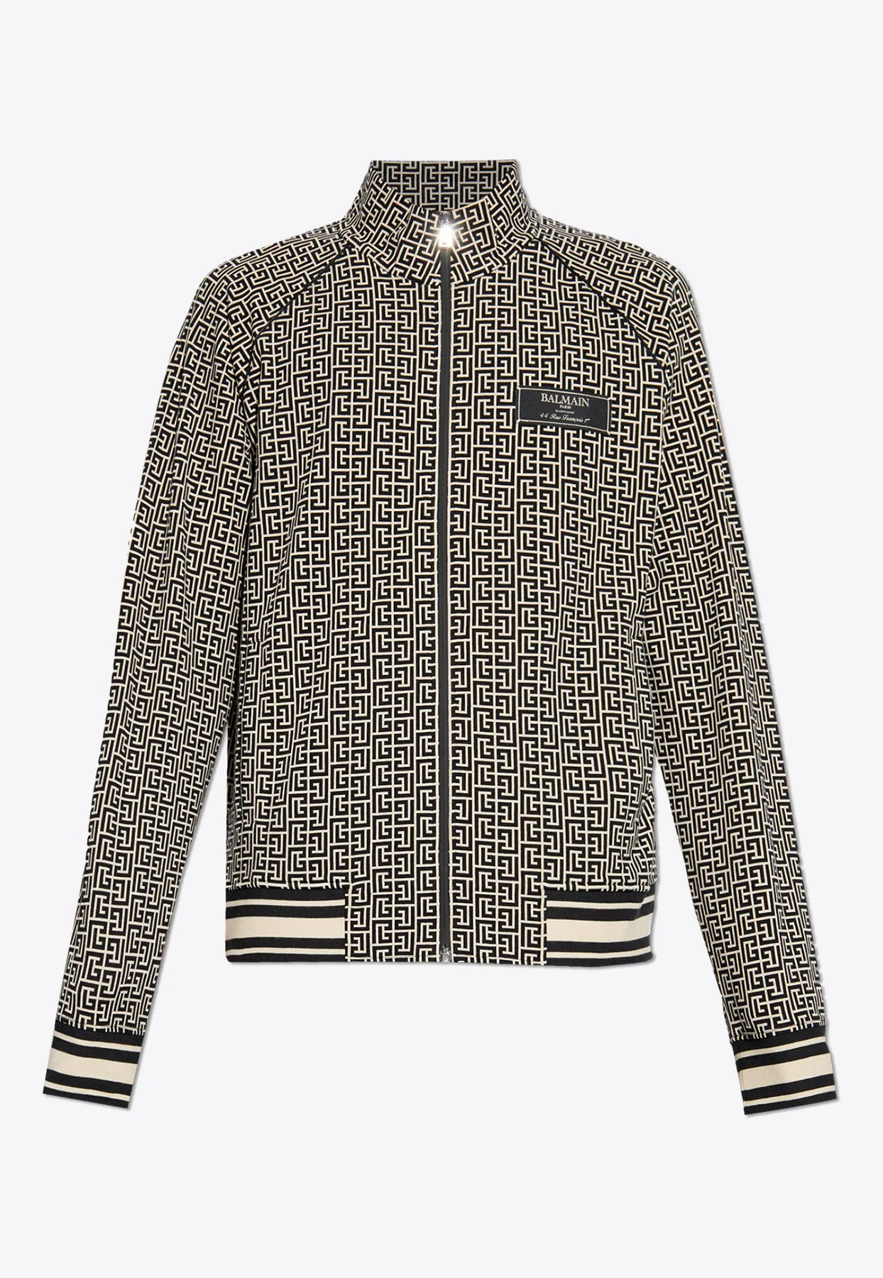 PB Monogram Jacquard Zip-Up Sweatshirt