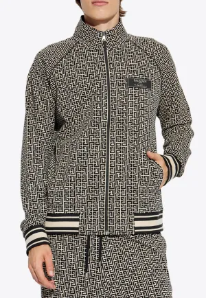 PB Monogram Jacquard Zip-Up Sweatshirt