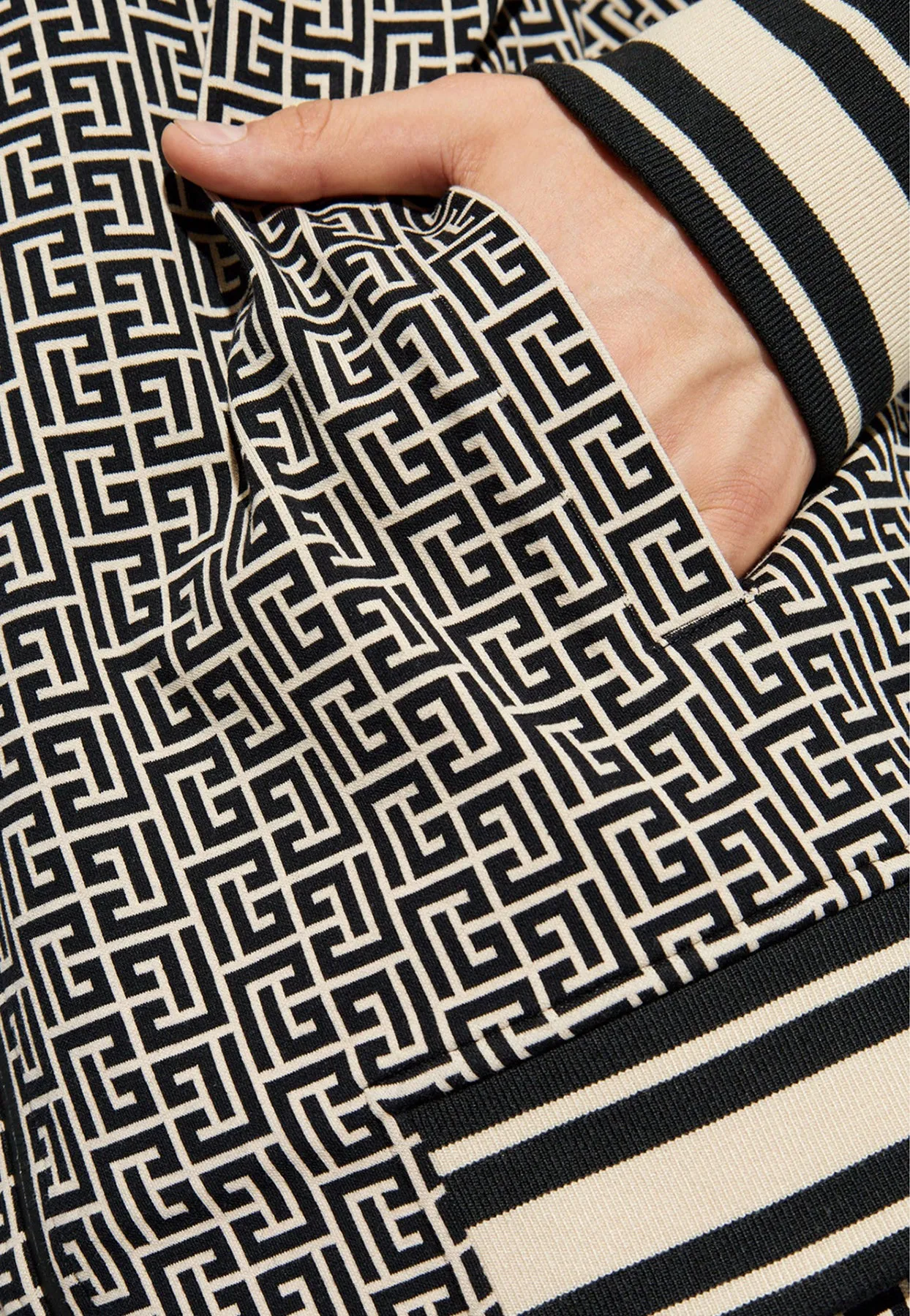 PB Monogram Jacquard Zip-Up Sweatshirt