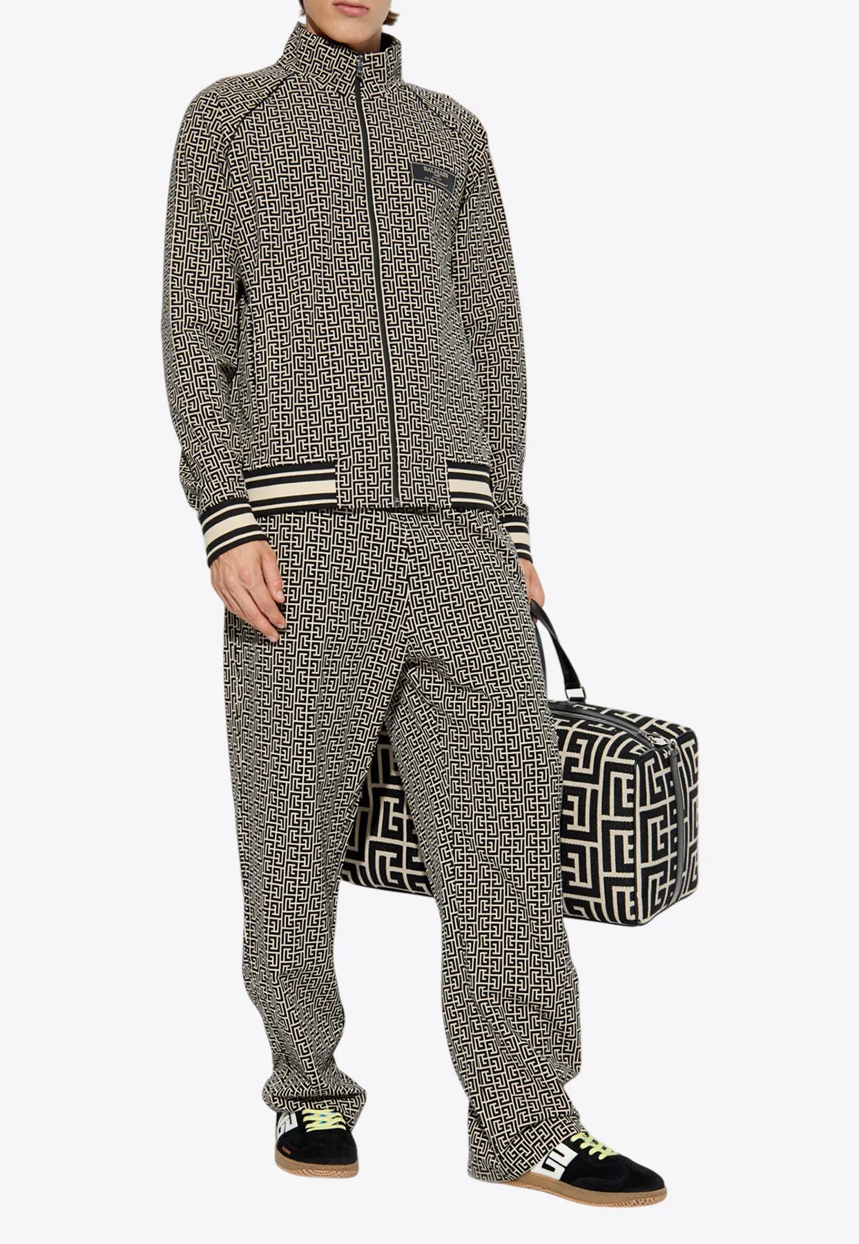 PB Monogram Jacquard Zip-Up Sweatshirt