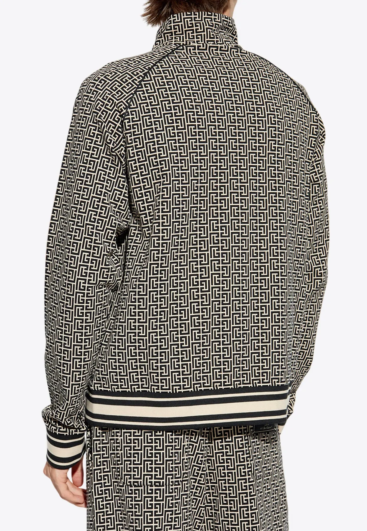 PB Monogram Jacquard Zip-Up Sweatshirt