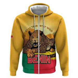 Personalised Afro Benin Leopard Zip Hoodie Stay True - Stay Wild LT15