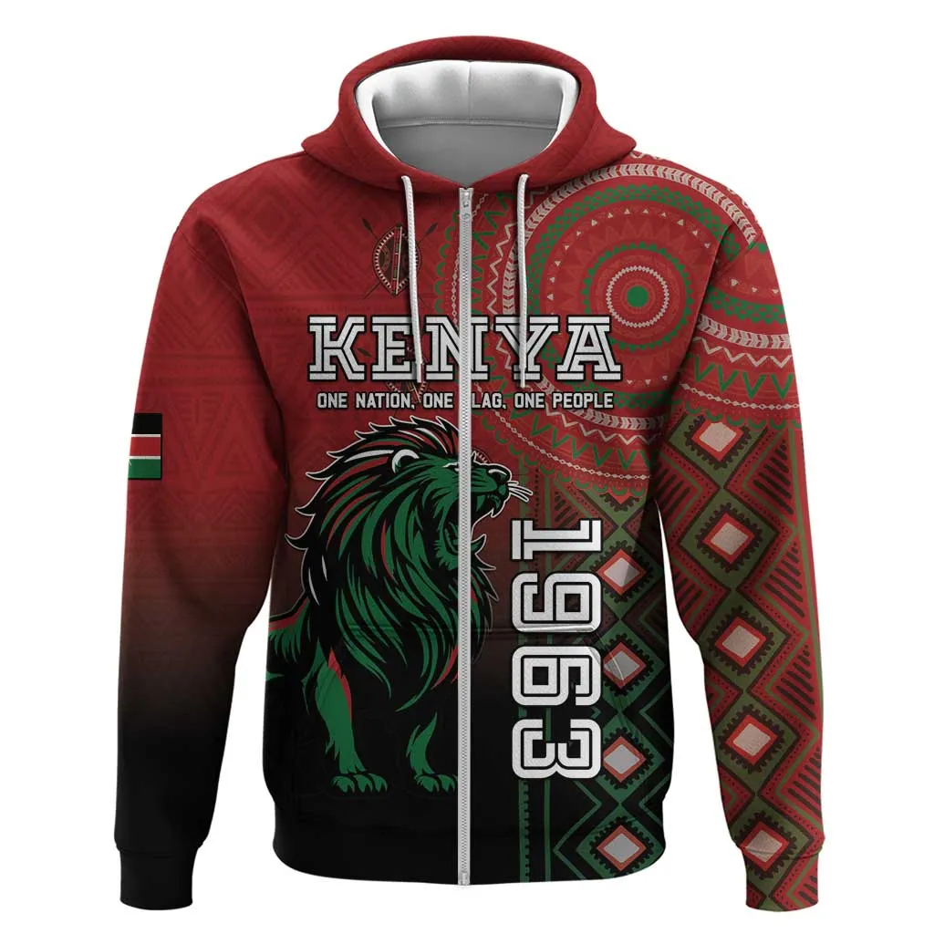 Personalised Kenya Jamhuri Day Zip Hoodie One Nation One Flag One People LT05