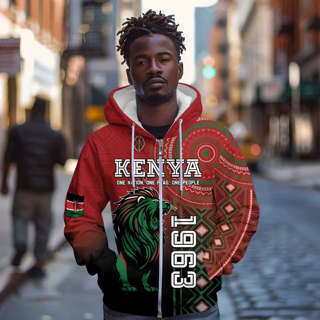 Personalised Kenya Jamhuri Day Zip Hoodie One Nation One Flag One People LT05