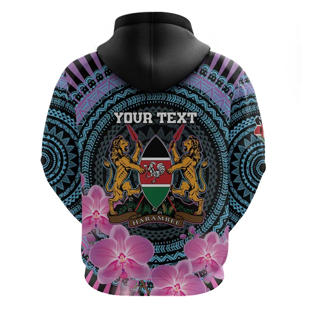 Personalised Kenya Lilac Breasted Roller Zip Hoodie Orchid Flower - African Pattern LT15