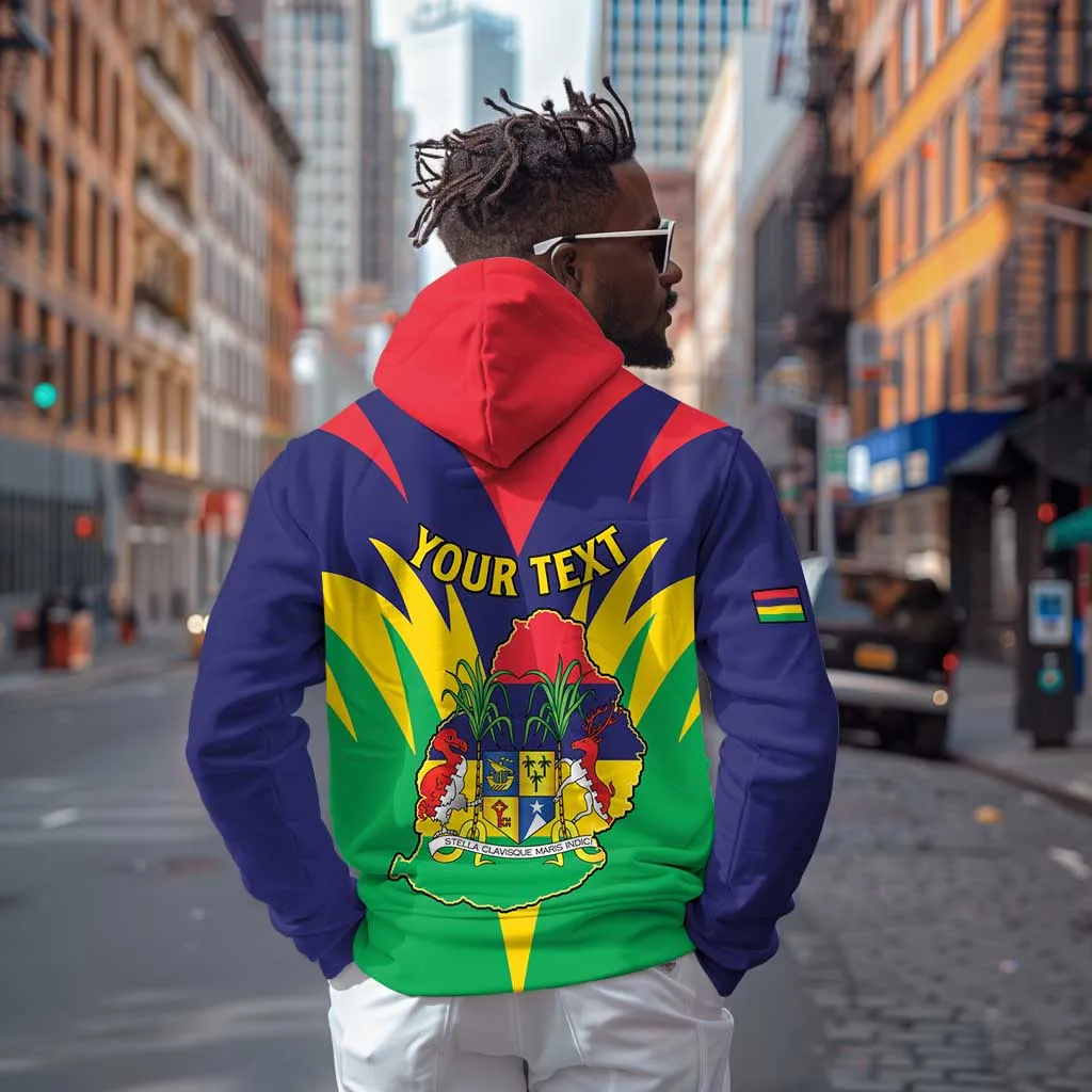 Personalised Republique de Maurice Zip Hoodie Coat Of Arms Flag Style LT15