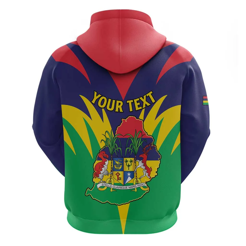 Personalised Republique de Maurice Zip Hoodie Coat Of Arms Flag Style LT15