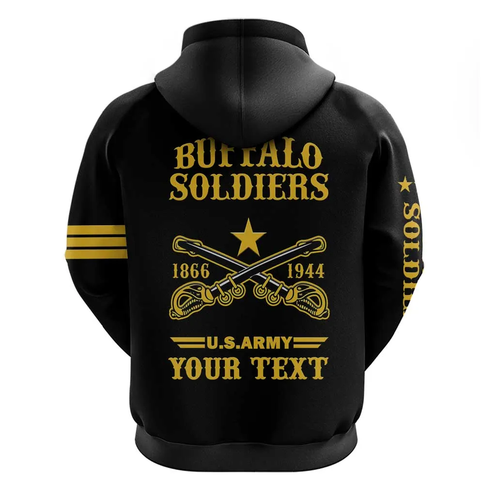 Personalized Afro Buffalo Soldiers Hoodie BSMC United States Army Black LT14