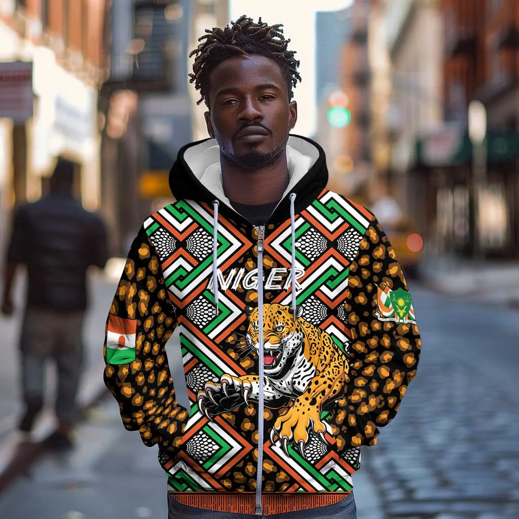 Personalized Afro Niger Zip Hoodie Leopard Ankara African Pattern LT14