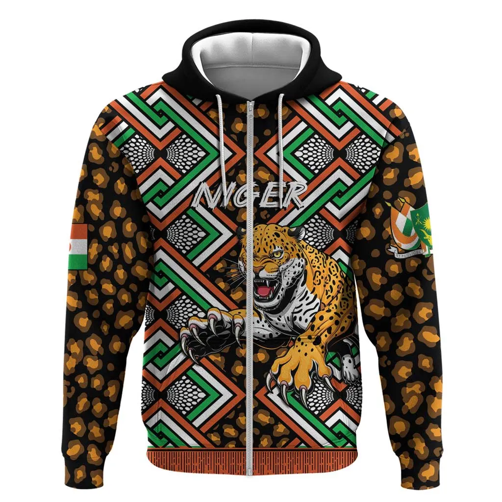 Personalized Afro Niger Zip Hoodie Leopard Ankara African Pattern LT14