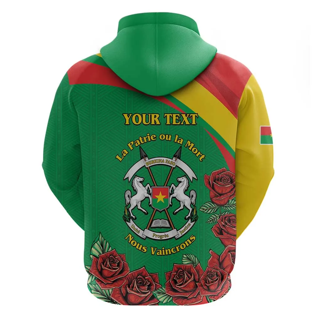 Personalized Burkina Faso Zip Hoodie White Stallion With Red Rose - Republic Day LT15