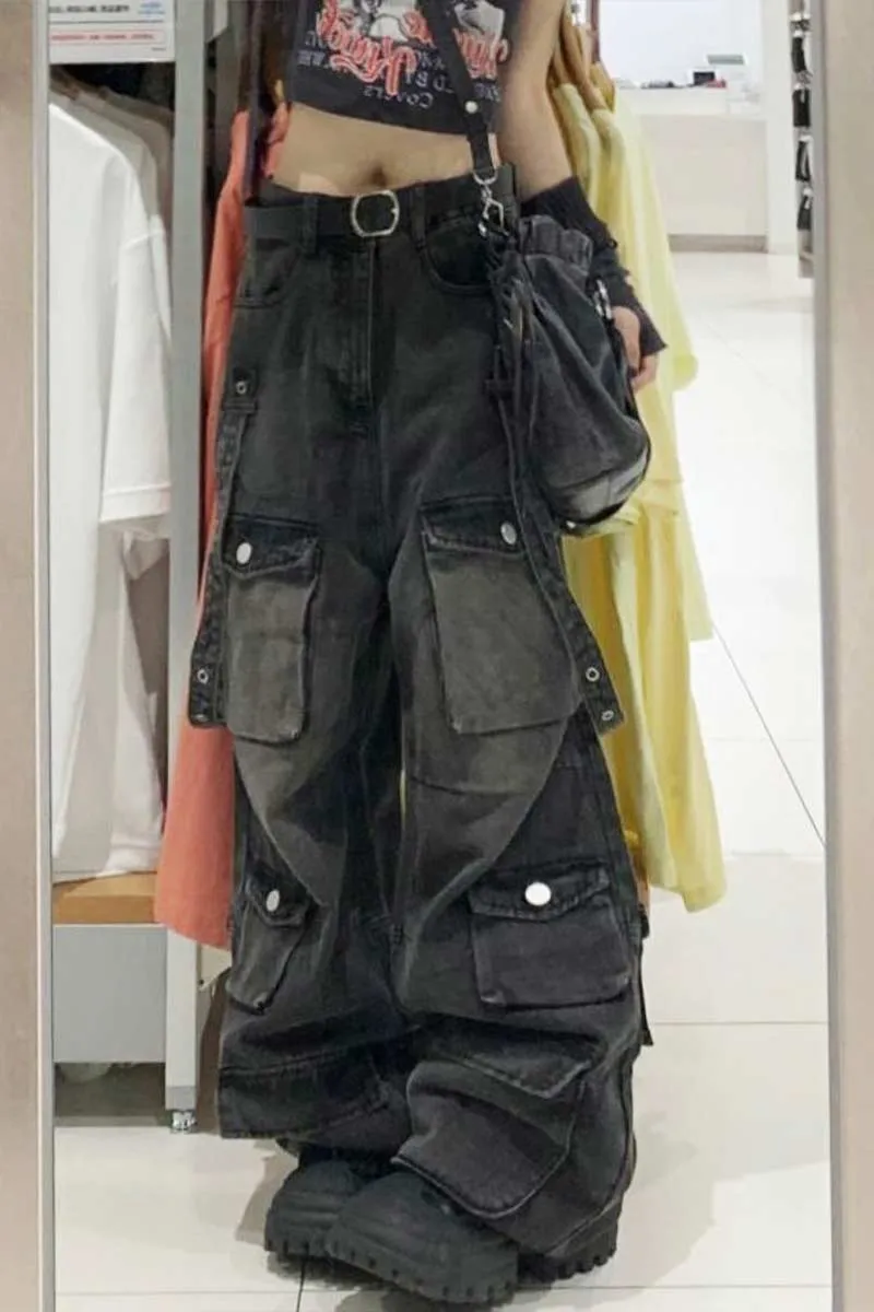 PI753 Wide Leg Cargo Pants