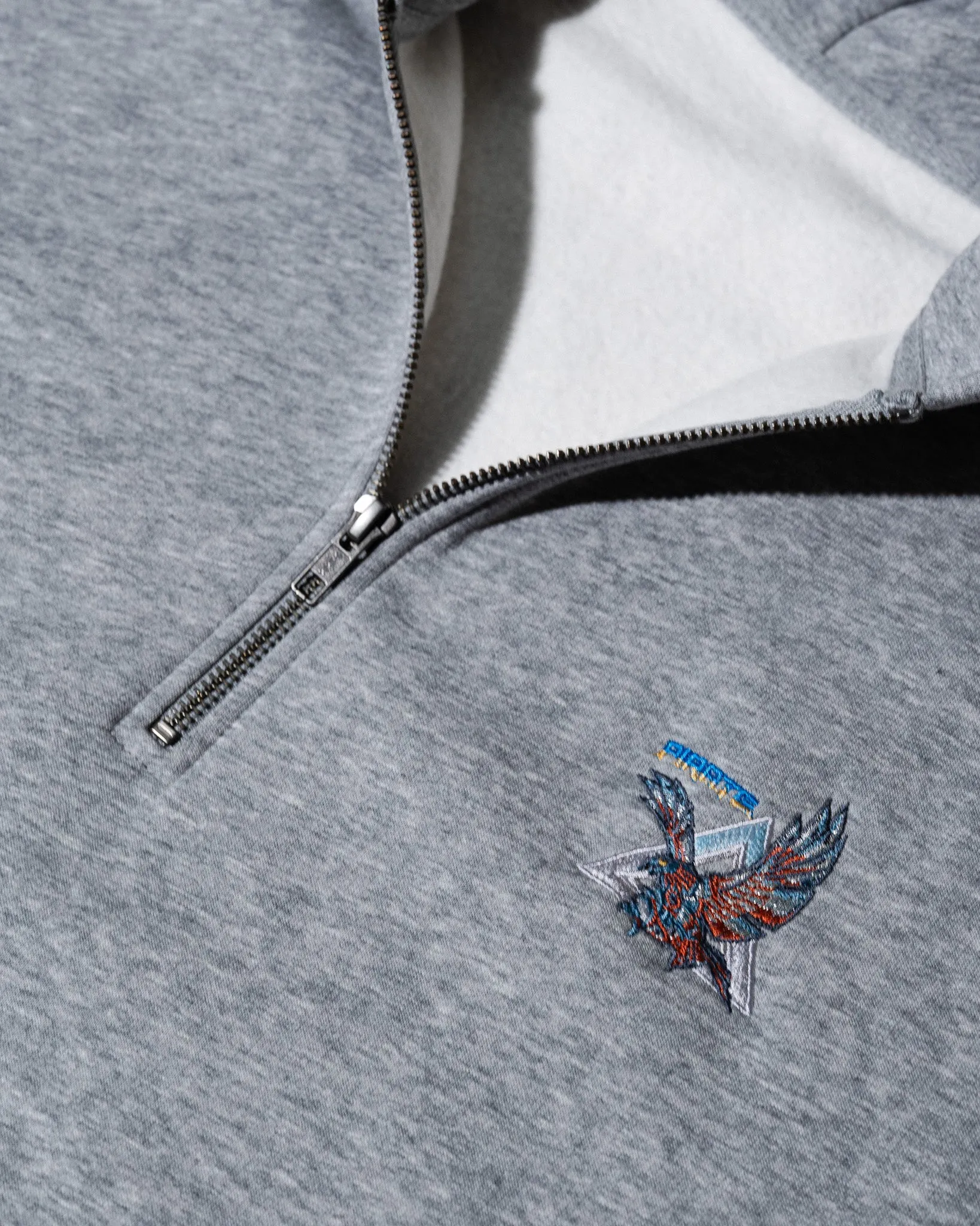 Pirate Falcon Half Zip Hoodie (Grey Heather)