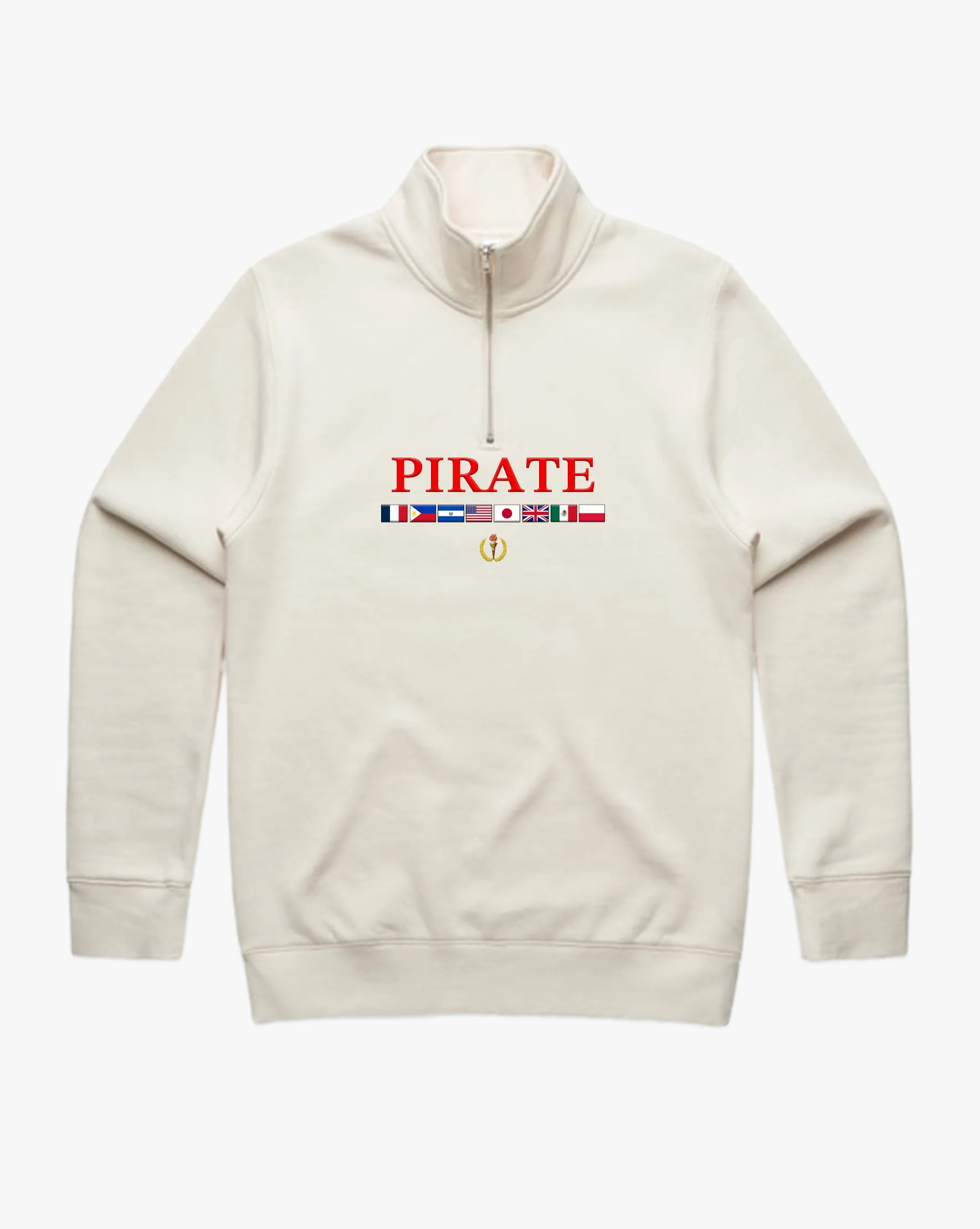 Pirate Worldwide Flags Quarter Zip (Cream)