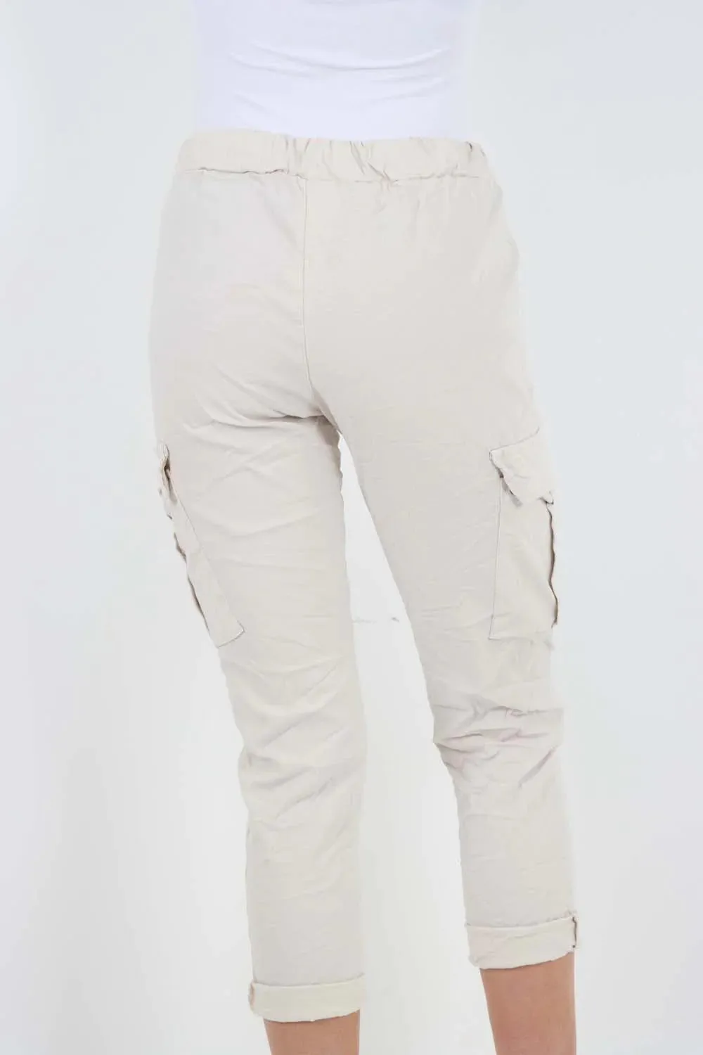 Plus Size Italian Drawstring Waistband Magic Cargo Trouser