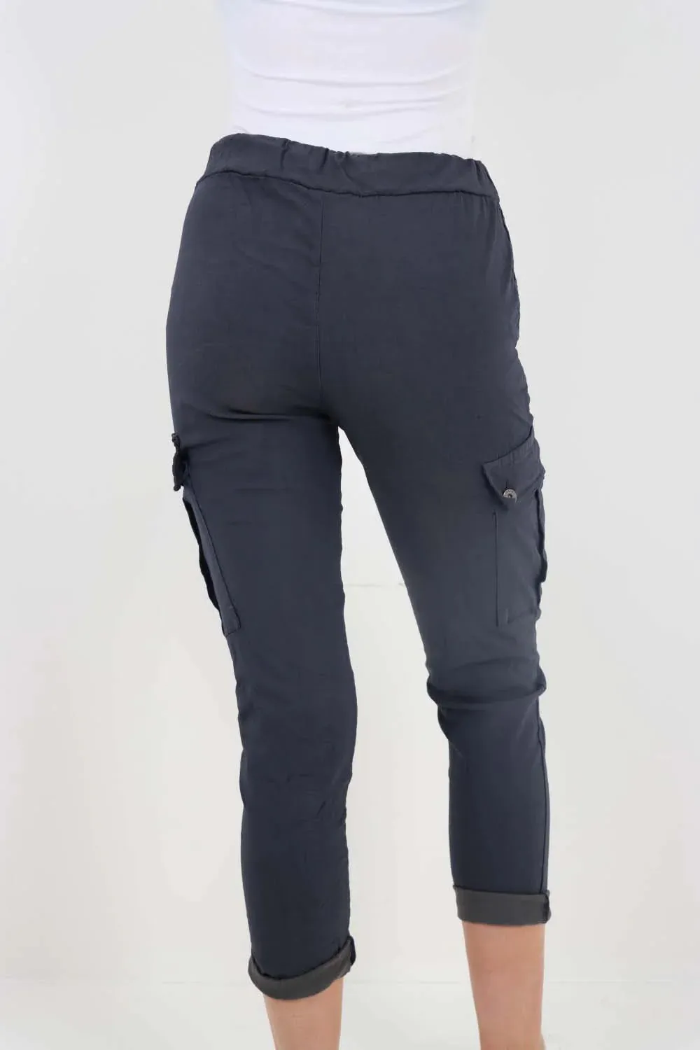 Plus Size Italian Drawstring Waistband Magic Cargo Trouser