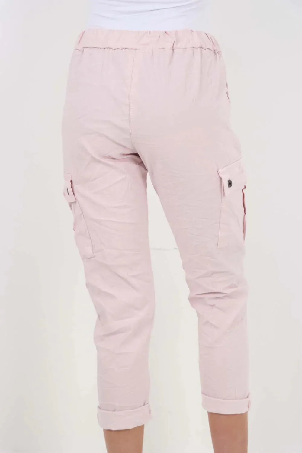 Plus Size Italian Drawstring Waistband Magic Cargo Trouser