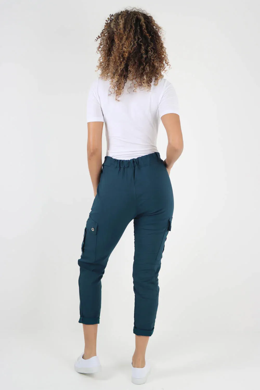 Plus Size Italian Drawstring Waistband Magic Cargo Trouser
