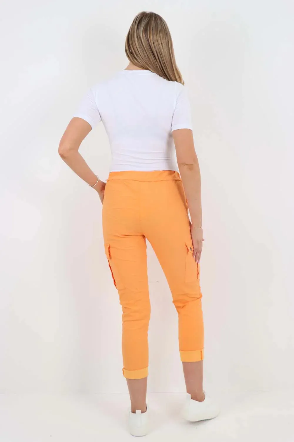 Plus Size Italian Drawstring Waistband Magic Cargo Trouser