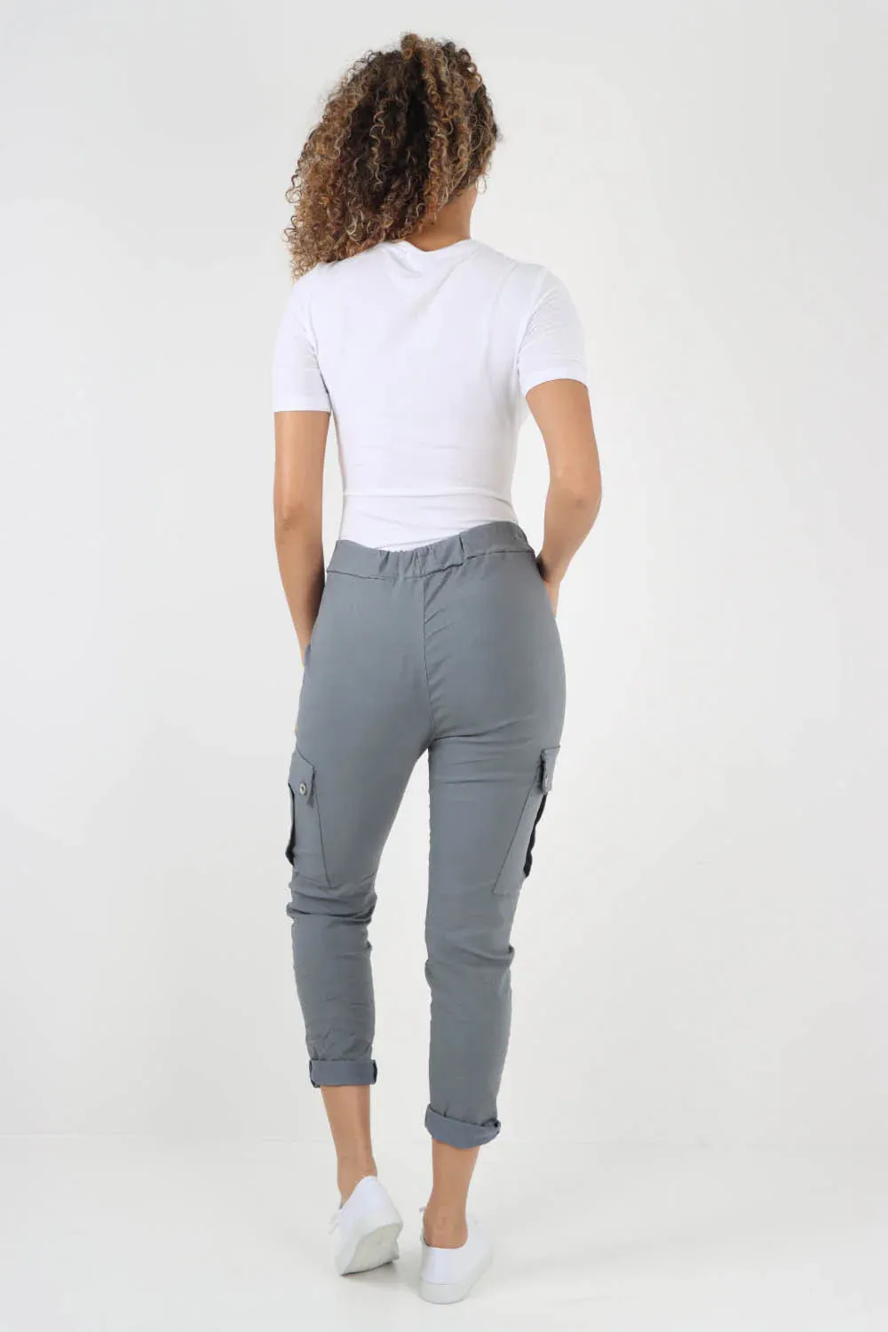 Plus Size Italian Drawstring Waistband Magic Cargo Trouser