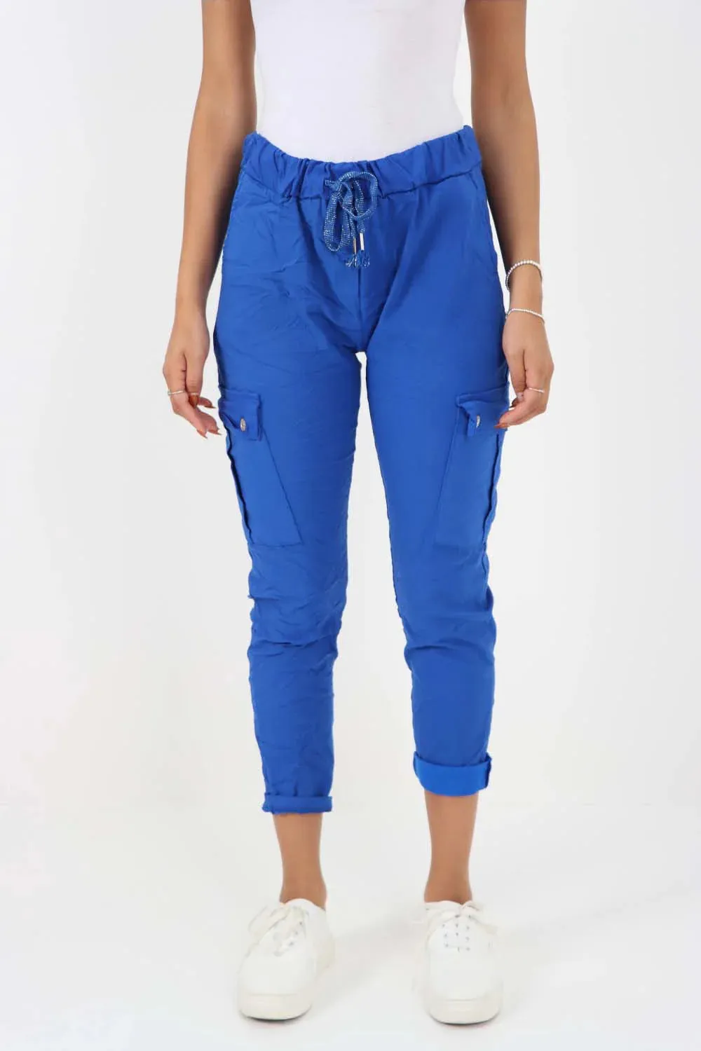Plus Size Italian Drawstring Waistband Magic Cargo Trouser