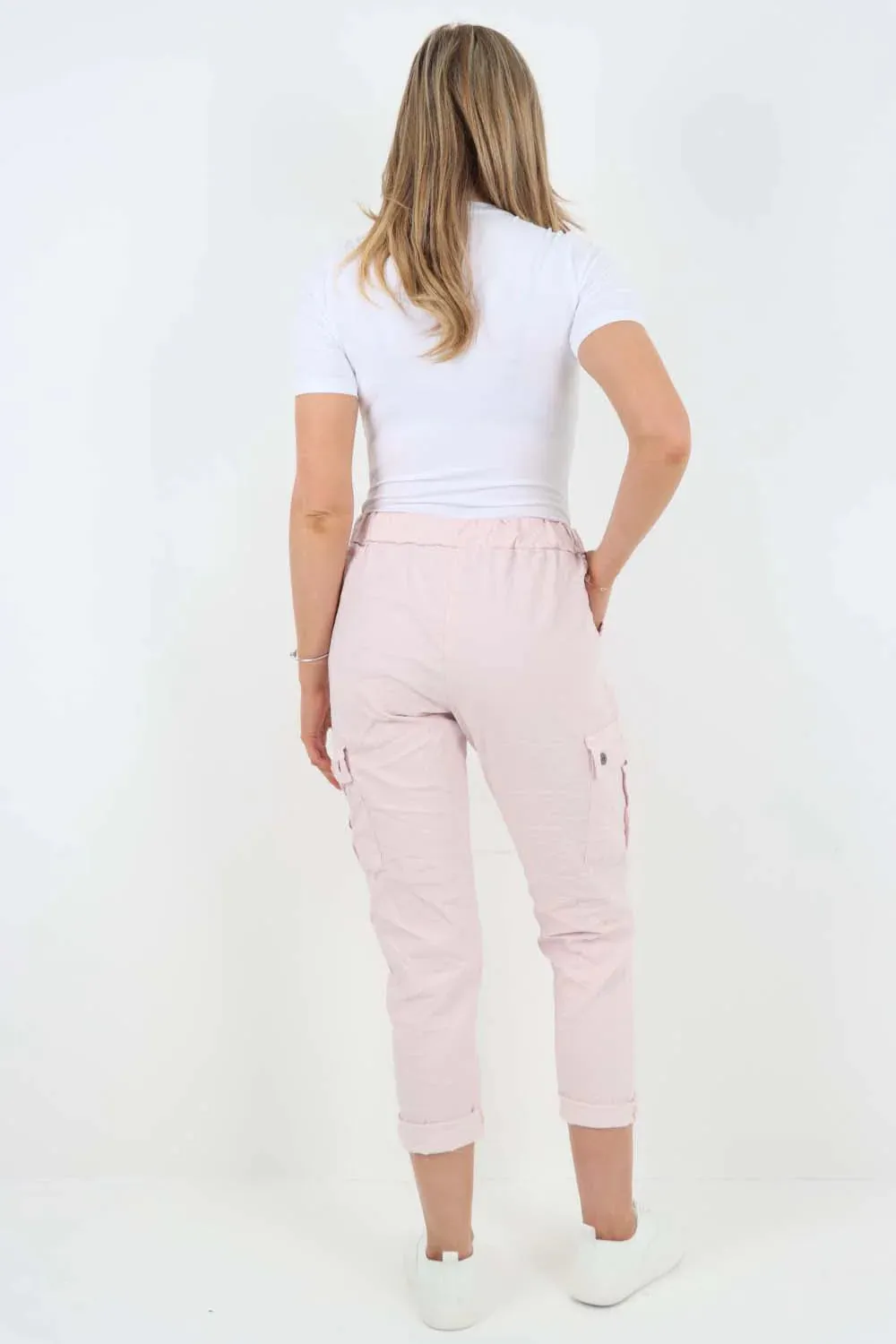 Plus Size Italian Drawstring Waistband Magic Cargo Trouser