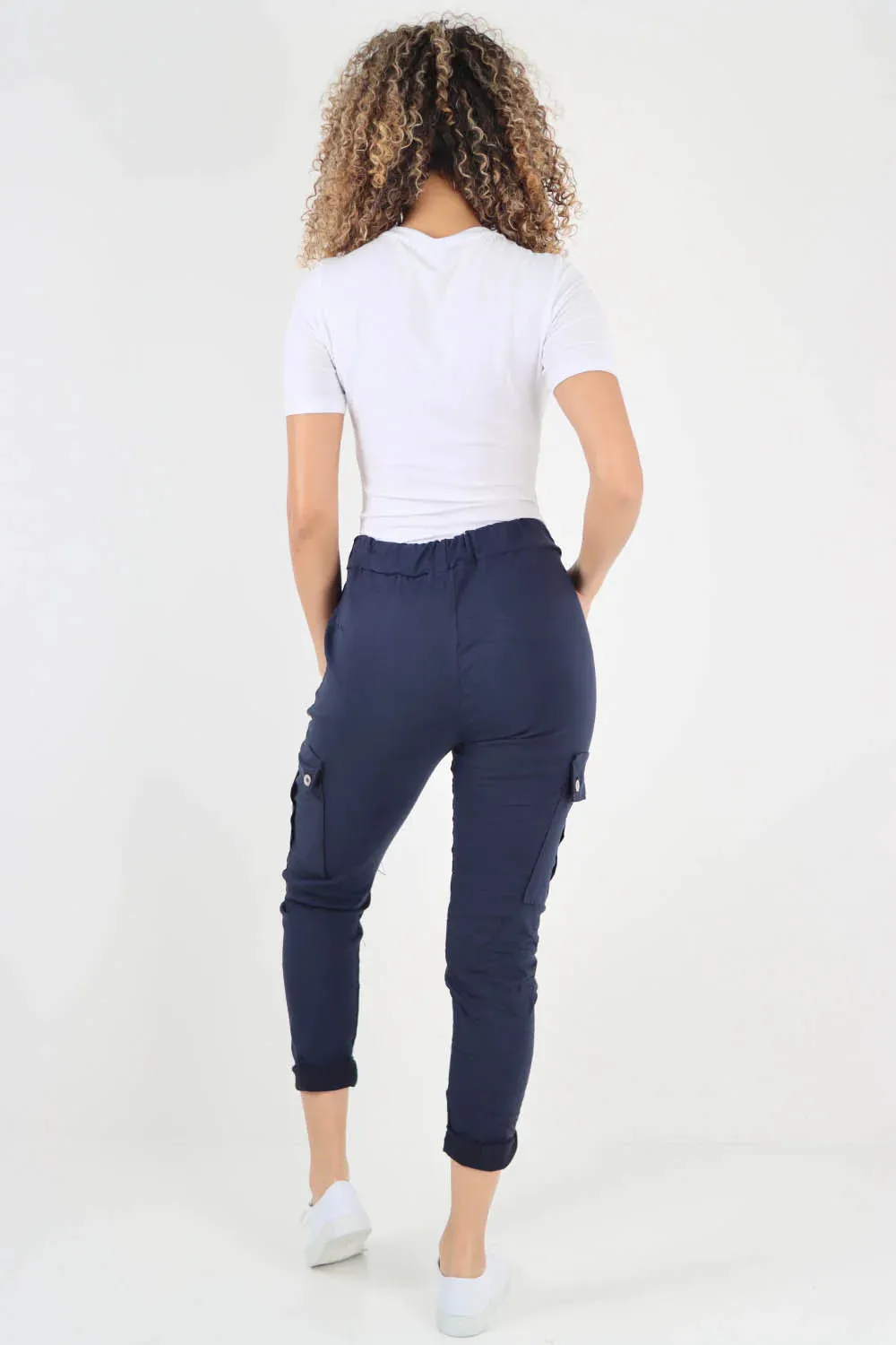 Plus Size Italian Drawstring Waistband Magic Cargo Trouser
