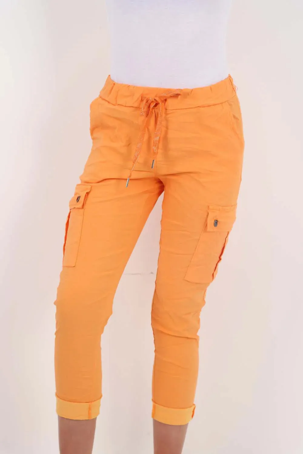 Plus Size Italian Drawstring Waistband Magic Cargo Trouser