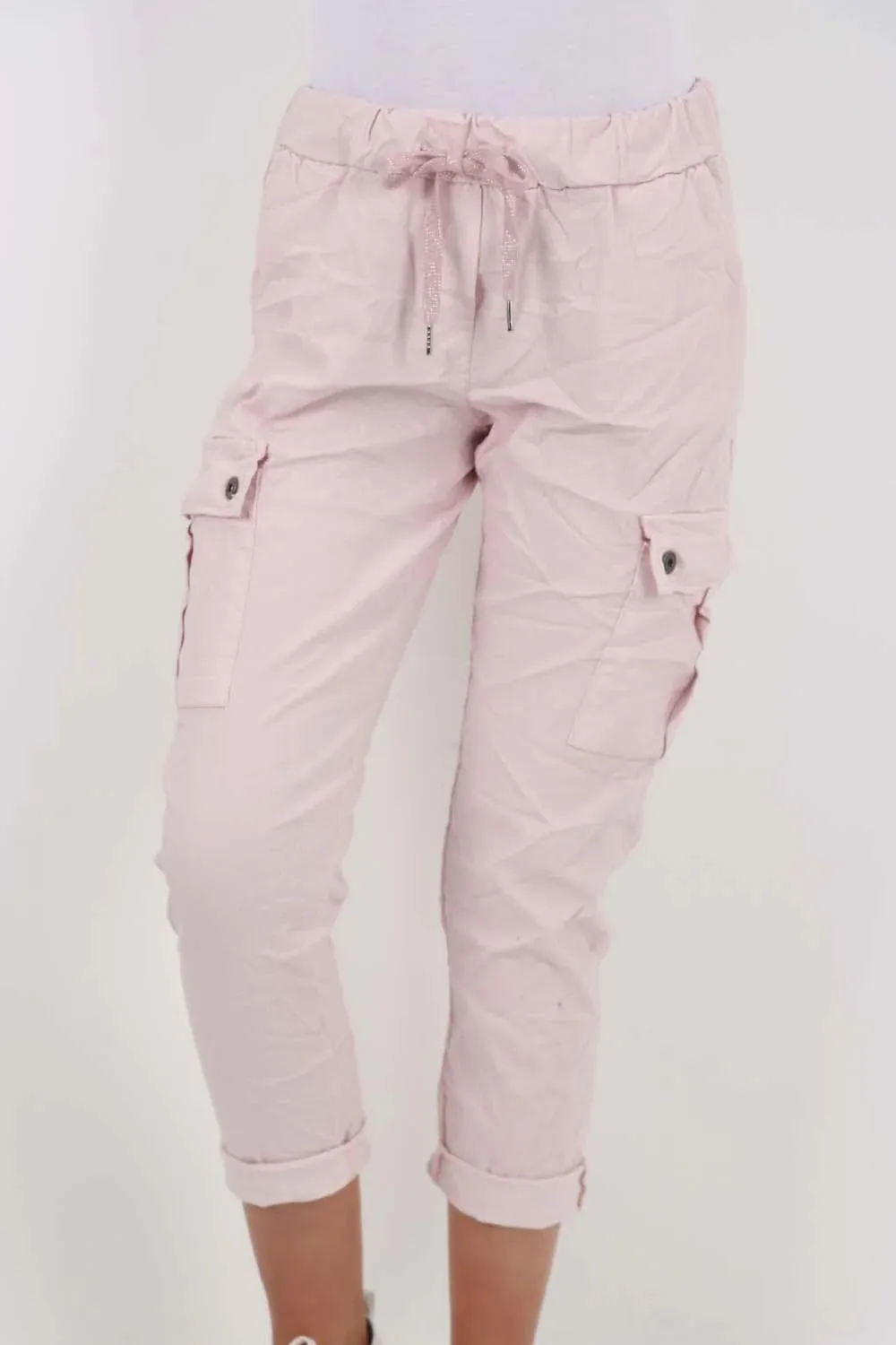 Plus Size Italian Drawstring Waistband Magic Cargo Trouser