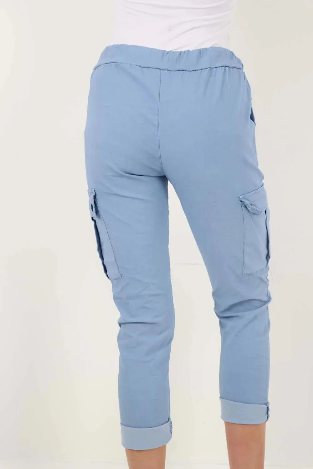 Plus Size Italian Drawstring Waistband Magic Cargo Trouser