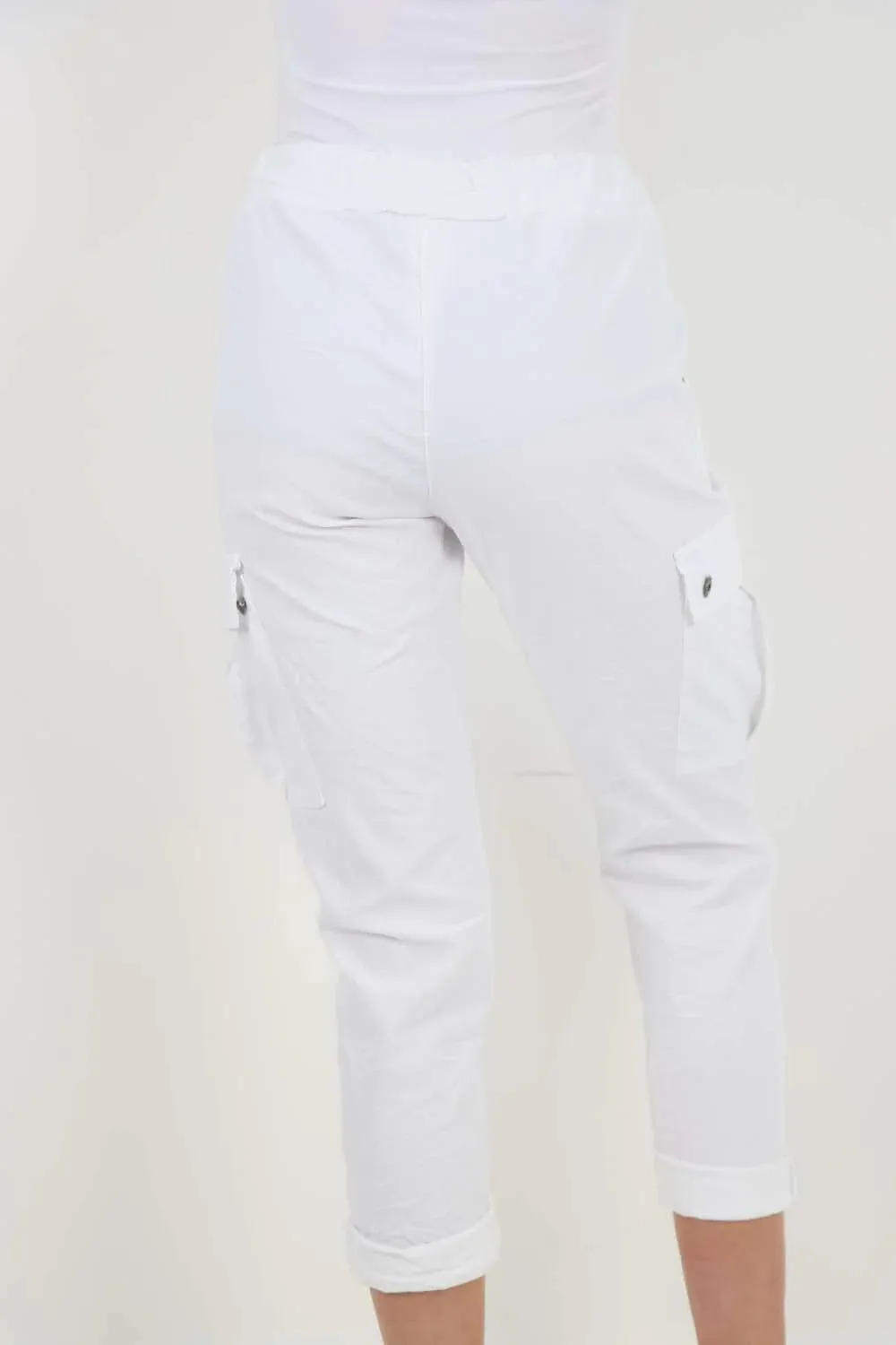Plus Size Italian Drawstring Waistband Magic Cargo Trouser
